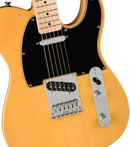 سلسلة Fender Telecaster Guitar Squier Affinity، لوحة أصابع خشب القيقب، حزمة شقراء الحلوى مع 12x ريش جيتار Fender وقطعة قماش لتلميع الأدوات الصوتية السائلة in Kuwait