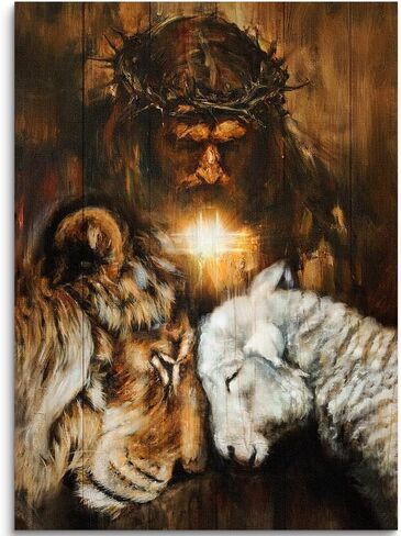 Christian Jesus Lion Canvas Wall Art Jesus And The Cross And The Dove Of Peace Wall Decor Jesus Artwork Christian Wall Art Picture of God Posters For Room Churches Ready To Hang 12x16 inch in Saudi Arabia