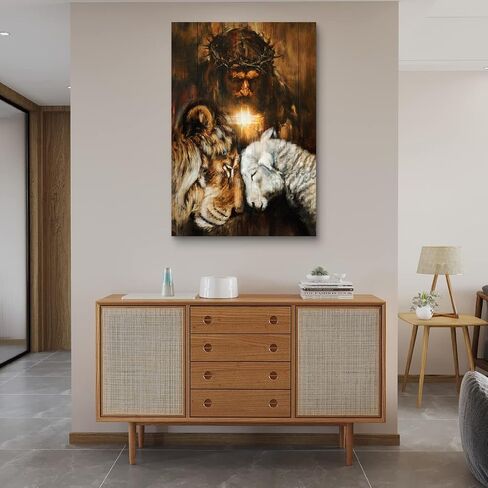 Christian Jesus Lion Canvas Wall Art Jesus And The Cross And The Dove Of Peace Wall Decor Jesus Artwork Christian Wall Art Picture of God Posters For Room Churches Ready To Hang 12x16 inch in Saudi Arabia