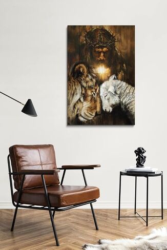 Christian Jesus Lion Canvas Wall Art Jesus And The Cross And The Dove Of Peace Wall Decor Jesus Artwork Christian Wall Art Picture of God Posters For Room Churches Ready To Hang 12x16 inch in Saudi Arabia