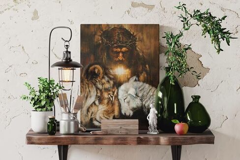 Christian Jesus Lion Canvas Wall Art Jesus And The Cross And The Dove Of Peace Wall Decor Jesus Artwork Christian Wall Art Picture of God Posters For Room Churches Ready To Hang 12x16 inch in Saudi Arabia