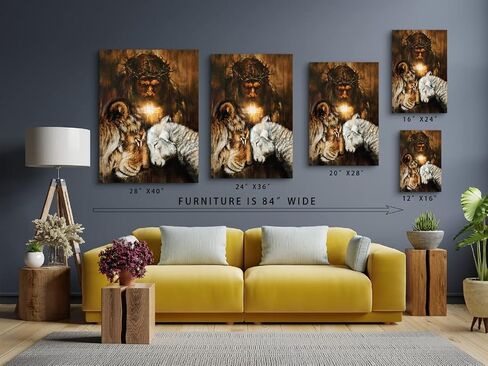 Christian Jesus Lion Canvas Wall Art Jesus And The Cross And The Dove Of Peace Wall Decor Jesus Artwork Christian Wall Art Picture of God Posters For Room Churches Ready To Hang 12x16 inch in Saudi Arabia