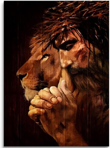 Christian Jesus Lion Canvas Wall Art Jesus And The Cross And The Dove Of Peace Wall Decor Jesus Artwork Christian Wall Art Picture of God Posters For Room Churches Ready To Hang 12x16 inch in Saudi Arabia