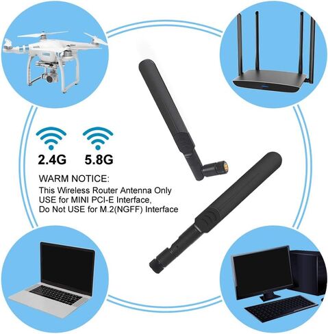 4 قطع 8dBi WiFi هوائي RP-SMA ذكر شبكة لاسلكية 2.4 جيجا هرتز 5.8 جيجا هرتز ثنائي النطاق مع U.FL/IPEX إلى RP-SMA كابل ضفيرة أنثى لأجهزة التوجيه اللاسلكية ذات بطاقة PCIe الصغيرة، سطح المكتب الكمبيوتر، مكرر، طائرة بدون طيار FPV UAV، PS4 in Saudi Arabia