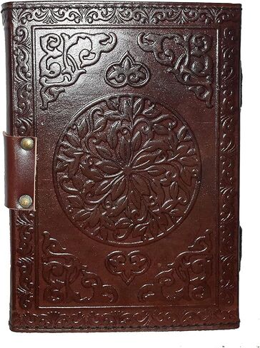 Leather Journal Handmade Third Eye Stone Celtic Triple Moon New Embossed Vintage Daily Notepad Unlined Paper 7 x 5 Inches, Sketchbook & Writing Notebook (Brown) in Saudi Arabia
