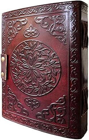 Leather Journal Handmade Third Eye Stone Celtic Triple Moon New Embossed Vintage Daily Notepad Unlined Paper 7 x 5 Inches, Sketchbook & Writing Notebook (Brown) in Saudi Arabia