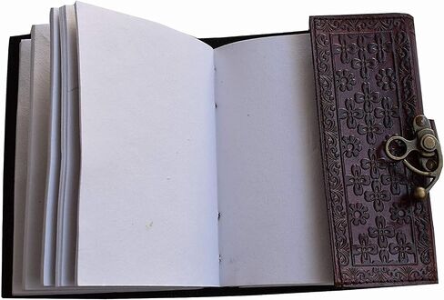 Leather Journal Handmade Third Eye Stone Celtic Triple Moon New Embossed Vintage Daily Notepad Unlined Paper 7 x 5 Inches, Sketchbook & Writing Notebook (Brown) in Saudi Arabia