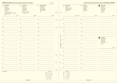 Filofax Holborn Organizer, A5 Size, Purple - Full Grain Buffalo Leather, Six Rings, with Cotton Cream Week-to-View Calendar Diary, Multilingual, 2024 (C025600-24) in Saudi Arabia
