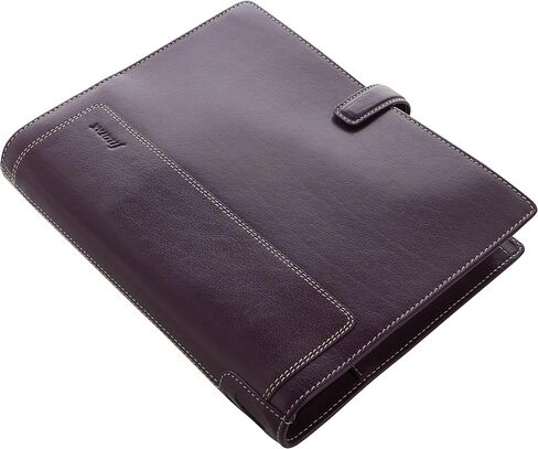 Filofax Holborn Organizer, A5 Size, Purple - Full Grain Buffalo Leather, Six Rings, with Cotton Cream Week-to-View Calendar Diary, Multilingual, 2024 (C025600-24) in Saudi Arabia