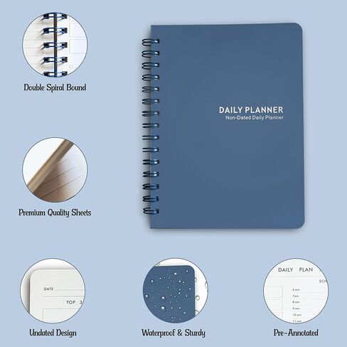 Daily/hourly scheduler planner non-dated quality annotated sheets (Black) in Saudi Arabia