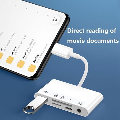 [Apple MFi Certified] SD Card Reader 5 in 1 Compatible with iPhone 15 Pro Max/MacBook, USB C to USB OTG Adapter, 3.5mm Headphone Jack, SD TF Memory Camera Viewer Card Reader in Saudi Arabia