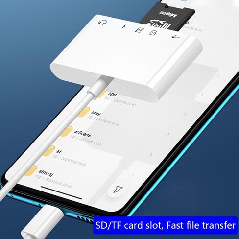 [Apple MFi Certified] SD Card Reader 5 in 1 Compatible with iPhone 15 Pro Max/MacBook, USB C to USB OTG Adapter, 3.5mm Headphone Jack, SD TF Memory Camera Viewer Card Reader in Saudi Arabia