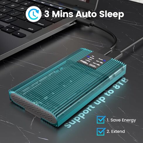 حاوية INDMEM M.2 NVMe SSD RAID مزدوجة الخليج، USB3.2 Gen2x2 20 جيجابت في الثانية، تدعم RAID 0/RAID 1/PM/Large، تناسب M-Key 2230/2242/2260/2280، بدون أدوات، حتى 8 تيرابايت، غير متصل وظيفة الاستنساخ in Kuwait