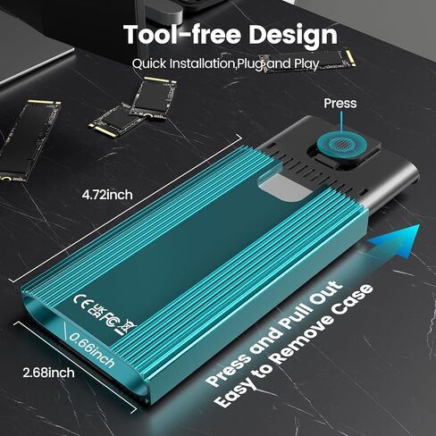 حاوية INDMEM M.2 NVMe SSD RAID مزدوجة الخليج، USB3.2 Gen2x2 20 جيجابت في الثانية، تدعم RAID 0/RAID 1/PM/Large، تناسب M-Key 2230/2242/2260/2280، بدون أدوات، حتى 8 تيرابايت، غير متصل وظيفة الاستنساخ in Kuwait