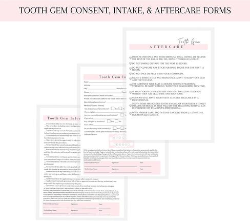 Tooth Gem Consent Form, Intake Form, Aftercare Form | 75 Pack | 8.5x11 inch Paper Size Form | 25 Tooth Gem Consent Forms, 25 Client Intake Forms, 25 Tooth Gem Aftercare Forms in Saudi Arabia