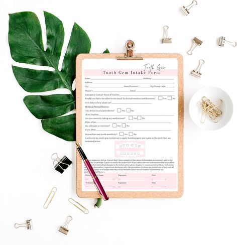 Tooth Gem Consent Form, Intake Form, Aftercare Form | 75 Pack | 8.5x11 inch Paper Size Form | 25 Tooth Gem Consent Forms, 25 Client Intake Forms, 25 Tooth Gem Aftercare Forms in Saudi Arabia