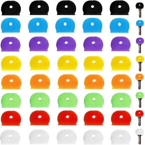 40Pcs Key Covers Caps, Coloured Key Identifiers Covers Tag Set Flexible Rubber Key Covers Cute Key Color Caps Key Cap Label for Easy Identifying Standard Flat House Door Keys in Kuwait