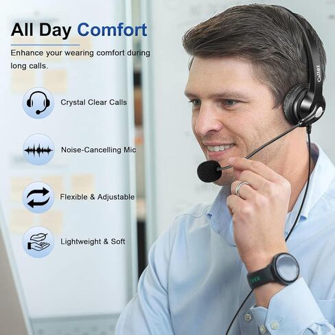 RJ9 Phone Headset with Noise Cancelling Microphone, Callez Office Phone Headset Mono Compatible with Yealink T46S T42S T48S T41S T27G T20P T21P Avaya 1608 9608 Grandstream GXP2170 2135 Panasonic Cisco in Saudi Arabia