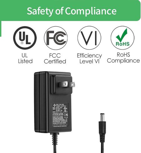 2-Pack AC to DC 18V 1A Power Supply Adapter, Plug 5.5mm x 2.1mm, Center Positive, UL Listed FCC (XH1800-1000w) in Saudi Arabia