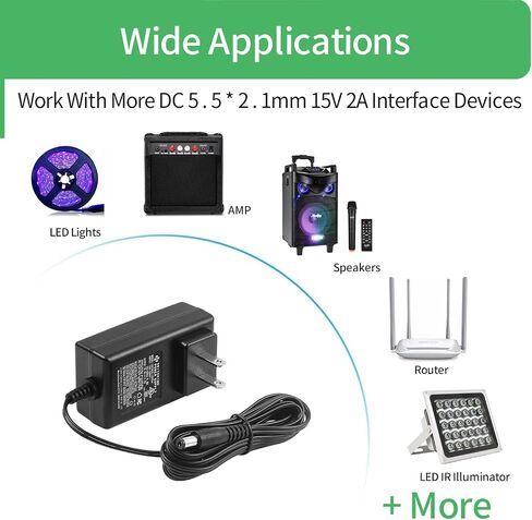 2-Pack AC to DC 18V 1A Power Supply Adapter, Plug 5.5mm x 2.1mm, Center Positive, UL Listed FCC (XH1800-1000w) in Saudi Arabia