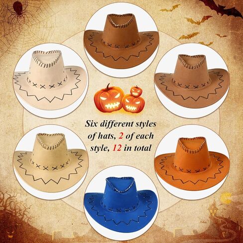 Cindeer 48 Pcs Cowboy Cap and Bandana Set Bulk 24 Western Straw Suede Hat 24 Polyester Bandanas Scarf for Cosplay Costume in Saudi Arabia