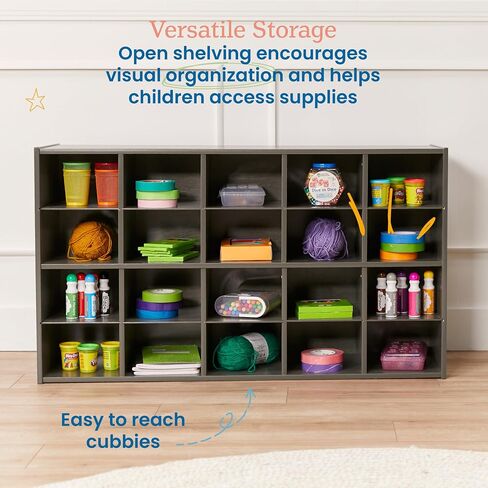 ECR4Kids Streamline 20 Cubby Tray Storage Cabinet, 4x5, Classroom Furniture, White Wash in Saudi Arabia