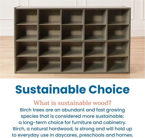 ECR4Kids Streamline 20 Cubby Tray Storage Cabinet, 4x5, Classroom Furniture, White Wash in Saudi Arabia