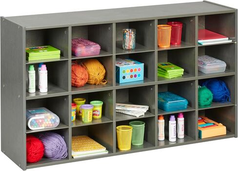 ECR4Kids Streamline 20 Cubby Tray Storage Cabinet, 4x5, Classroom Furniture, White Wash in Saudi Arabia