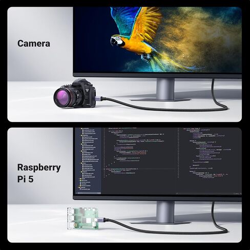 كابل UGREEN 8K Micro HDMI إلى HDMI بطول 3.3أقدام، 2.1 هيكل من الألومنيوم مضفر بسرعة 48 جيجابت في الثانية فائقة السرعة 8K@60 هرتز، 4K@120 هرتز يدعم HDR eARC Dolby متوافق مع GoPro Raspberry Pi 4 Sony Camera Nikon in Kuwait