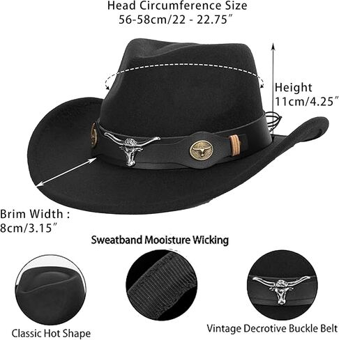 Western Outback Felt Cowboy Hat for Women Cowgirls Fedora Gus Hat Rodeo for Medium/Large Headwear in Saudi Arabia