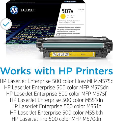 HP 507A Yellow Toner Cartridge | Works with HP LaserJet Enterprise 500 color M551, HP LaserJet Enterprise 500 color MFP M575, HP LaserJet Pro 500 color MFP M570 Series | CE402A in Saudi Arabia