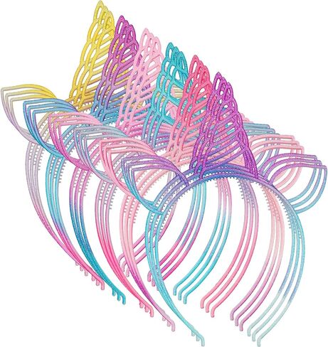 URSKYTOUS 18Pcs Unicorn Birthday Party Favors Unicorn headbands for Girls Halloween Christmas Party Supplies Gift Cosplay Plastic Hairbands Hair Loop Headware Accessories for Teens Toddlers Children in Saudi Arabia