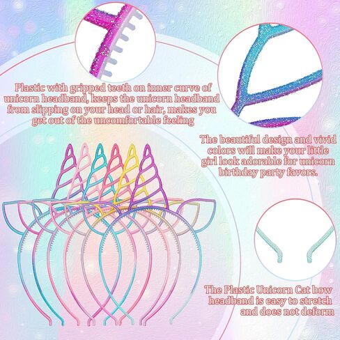 URSKYTOUS 18Pcs Unicorn Birthday Party Favors Unicorn headbands for Girls Halloween Christmas Party Supplies Gift Cosplay Plastic Hairbands Hair Loop Headware Accessories for Teens Toddlers Children in Saudi Arabia