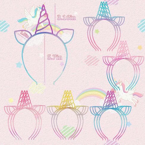 URSKYTOUS 18Pcs Unicorn Birthday Party Favors Unicorn headbands for Girls Halloween Christmas Party Supplies Gift Cosplay Plastic Hairbands Hair Loop Headware Accessories for Teens Toddlers Children in Saudi Arabia