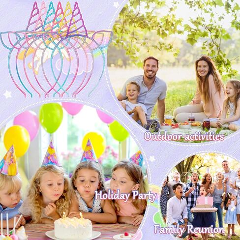 URSKYTOUS 18Pcs Unicorn Birthday Party Favors Unicorn headbands for Girls Halloween Christmas Party Supplies Gift Cosplay Plastic Hairbands Hair Loop Headware Accessories for Teens Toddlers Children in Saudi Arabia