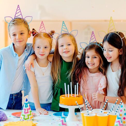 URSKYTOUS 18Pcs Unicorn Birthday Party Favors Unicorn headbands for Girls Halloween Christmas Party Supplies Gift Cosplay Plastic Hairbands Hair Loop Headware Accessories for Teens Toddlers Children in Saudi Arabia