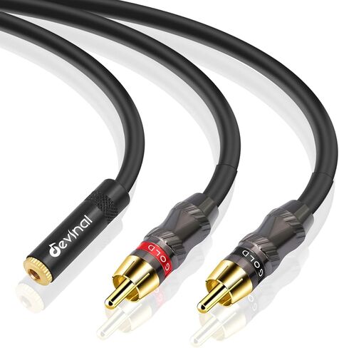 Devinal RCA to 1/8 Female Y Cable, Female 3.5mm to Dual RCA/Phono Male Stereo Splitter Cord, Mini Jack Female to 2RCA Male Audio Breakout Adapter 12 inch 30cm in Saudi Arabia