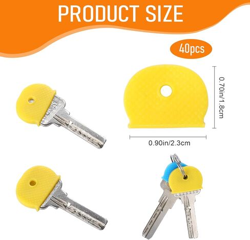 40Pcs Key Covers Caps, Coloured Key Identifiers Covers Tag Set Flexible Rubber Key Covers Cute Key Color Caps Key Cap Label for Easy Identifying Standard Flat House Door Keys in Saudi Arabia