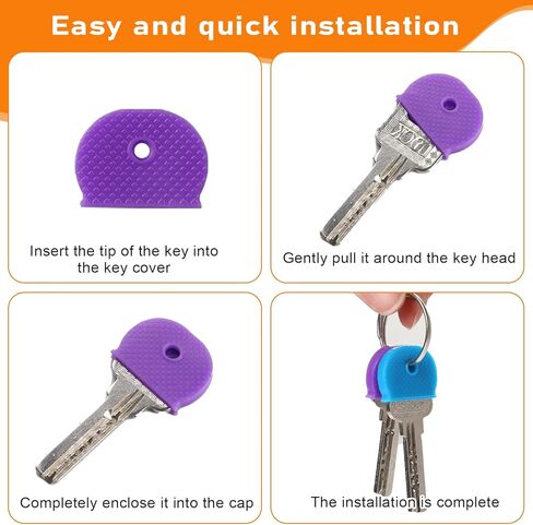 40Pcs Key Covers Caps, Coloured Key Identifiers Covers Tag Set Flexible Rubber Key Covers Cute Key Color Caps Key Cap Label for Easy Identifying Standard Flat House Door Keys in Saudi Arabia