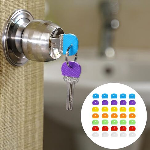 40Pcs Key Covers Caps, Coloured Key Identifiers Covers Tag Set Flexible Rubber Key Covers Cute Key Color Caps Key Cap Label for Easy Identifying Standard Flat House Door Keys in Saudi Arabia