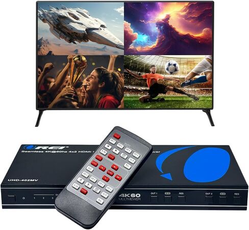 OREI 4x1 Out Quad Screen Multiviewer 1080p 3.5mm/Analog IR Remote HDMI 1.4 | HDMI Multiviewer, HDMI Switcher 4 in 1 Out – 5 Display Modes, VGA Output, LPCM 2.0 Audio, 4.95Gbps Bandwidth in Saudi Arabia