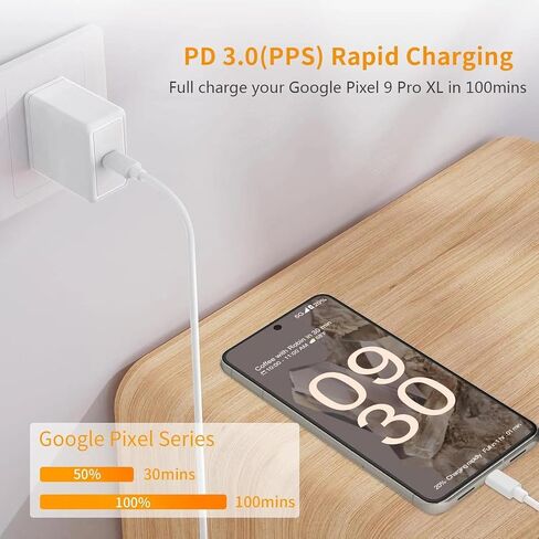 30W PD USB C Fast Charger, Looptimo Fast Charging Power Charger for Google Pixel 8 Pro/8/7 Pro/7/6a/6 Pro/6/5a/5/4, Samsung Galaxy S22/Plus/Ultra Android Phones, 6.6ft Type C Rapid Charging Cable in Kuwait