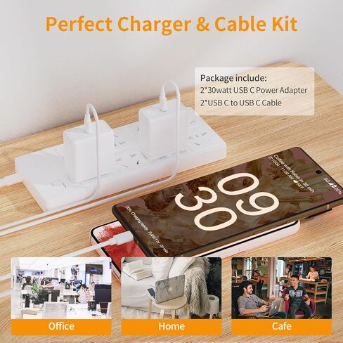 30W PD USB C Fast Charger, Looptimo Fast Charging Power Charger for Google Pixel 8 Pro/8/7 Pro/7/6a/6 Pro/6/5a/5/4, Samsung Galaxy S22/Plus/Ultra Android Phones, 6.6ft Type C Rapid Charging Cable in Kuwait