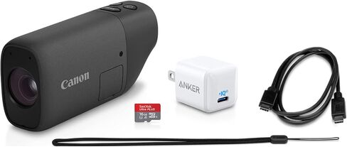 طقم منظار رقمي أحادي التكبير من Canon مع شاحن USB-C، وبطاقة microSD، وتكبير PowerShot، وتكبير بصري 400 مم، وتكبير رقمي 800 مم، ومشاهدة الطيور، والحياة البرية، ومشاهدة الألعاب الرياضية، والسفر، والمشي لمسافات طويلة باللون الأسود in Saudi Arabia