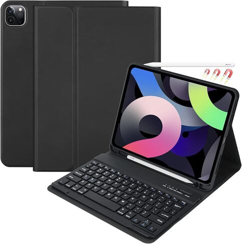 حافظة لوحة مفاتيح لجهاز iPad Pro 11 بوصة الجيل الرابع 2022 / iPad Pro 11 بوصة 2021 و2020 و2018، iPad Air الجيل الخامس/الرابع، لوحة مفاتيح بلوتوث قابلة للفصل مع حامل قلم لجهاز iPad 11 بوصة (الجيل الأول/الثاني/الثالث) (أزرق سماوي) in Kuwait