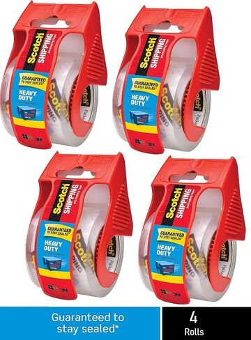 Scotch Brand Heavy Duty Shipping Packaging Tape, 1 Roll with Dispenser, 1.88" x 22.2 Yards, 1.5" Core, Great for Packing, Shipping & Moving, Clear (142) in Kuwait