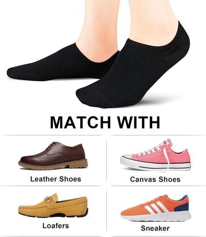 wernies No Show Socks Women Low Cut Ankle Socks Non Slip 4/8 Pairs | Thin Flat Boat Line Short Socks with Silicone Heel Grips, Breathable Combed Cotton, Invisible Socks,Size 5-14 in Saudi Arabia