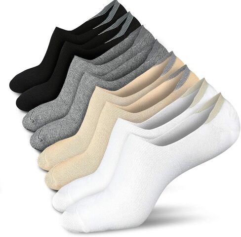 wernies No Show Socks Women Low Cut Ankle Socks Non Slip 4/8 Pairs | Thin Flat Boat Line Short Socks with Silicone Heel Grips, Breathable Combed Cotton, Invisible Socks,Size 5-14 in Kuwait
