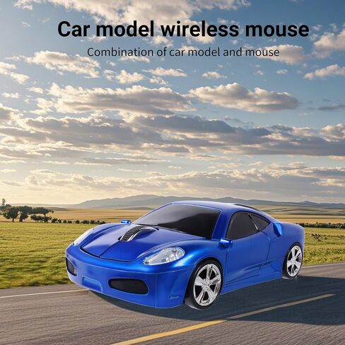 elec Space Wireless Mouse, 2.4GHz Cool Sport Car Shape Wireless Mouse Optical Cordless Mice with USB Receiver for PC Laptop Computer Notebook 1600 DPI-Blue in Saudi Arabia