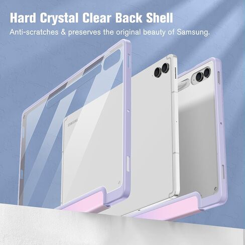 Fintie Hybrid Slim Case for Samsung Galaxy Tab S9 FE+ Plus/Galaxy Tab S9+ Plus 12.4 Inch 2023 with S Pen Holder, Shockproof Cover with Clear Transparent Back Shell, Auto Wake/Sleep, Lilac Purple in Saudi Arabia